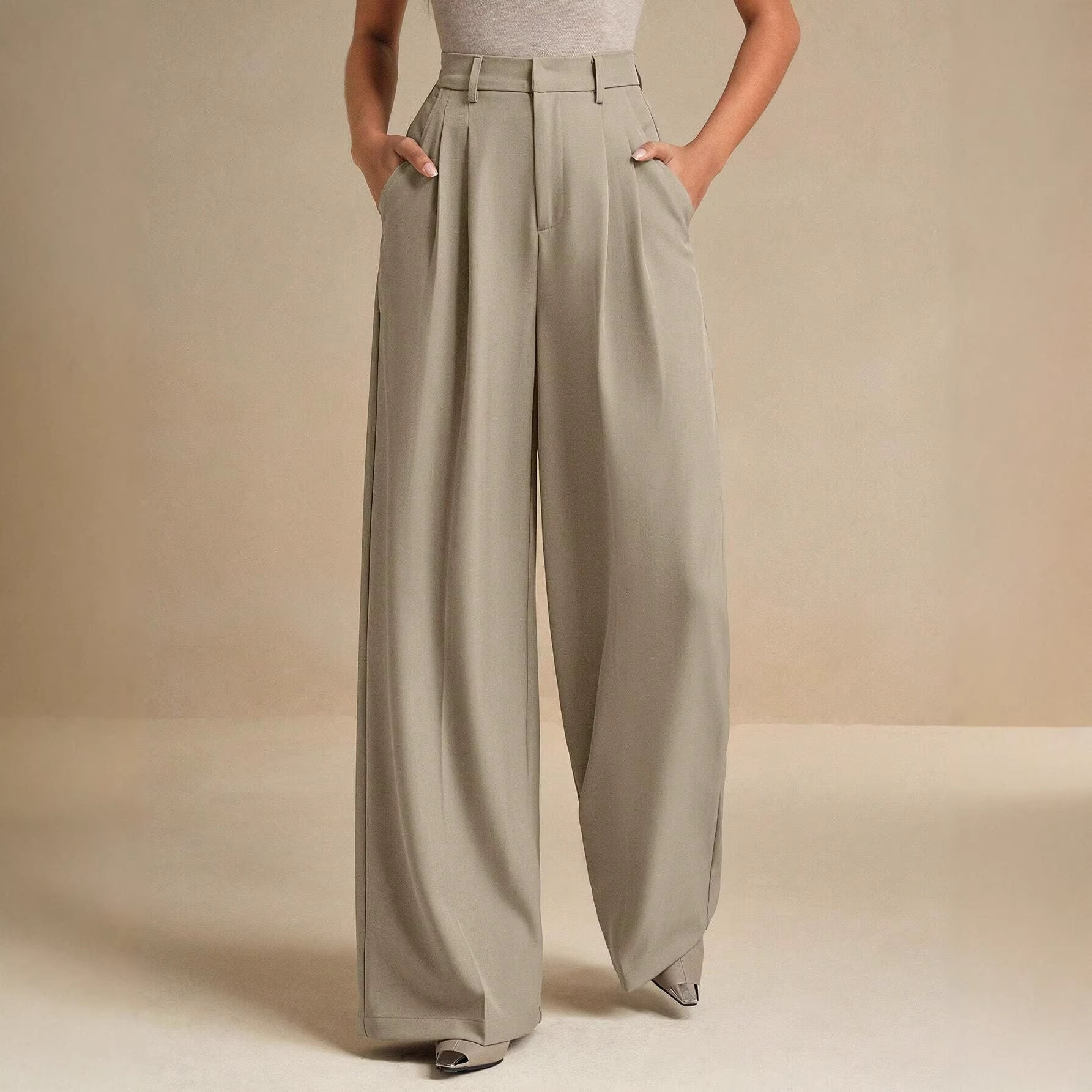 Loose straight leg suit pants