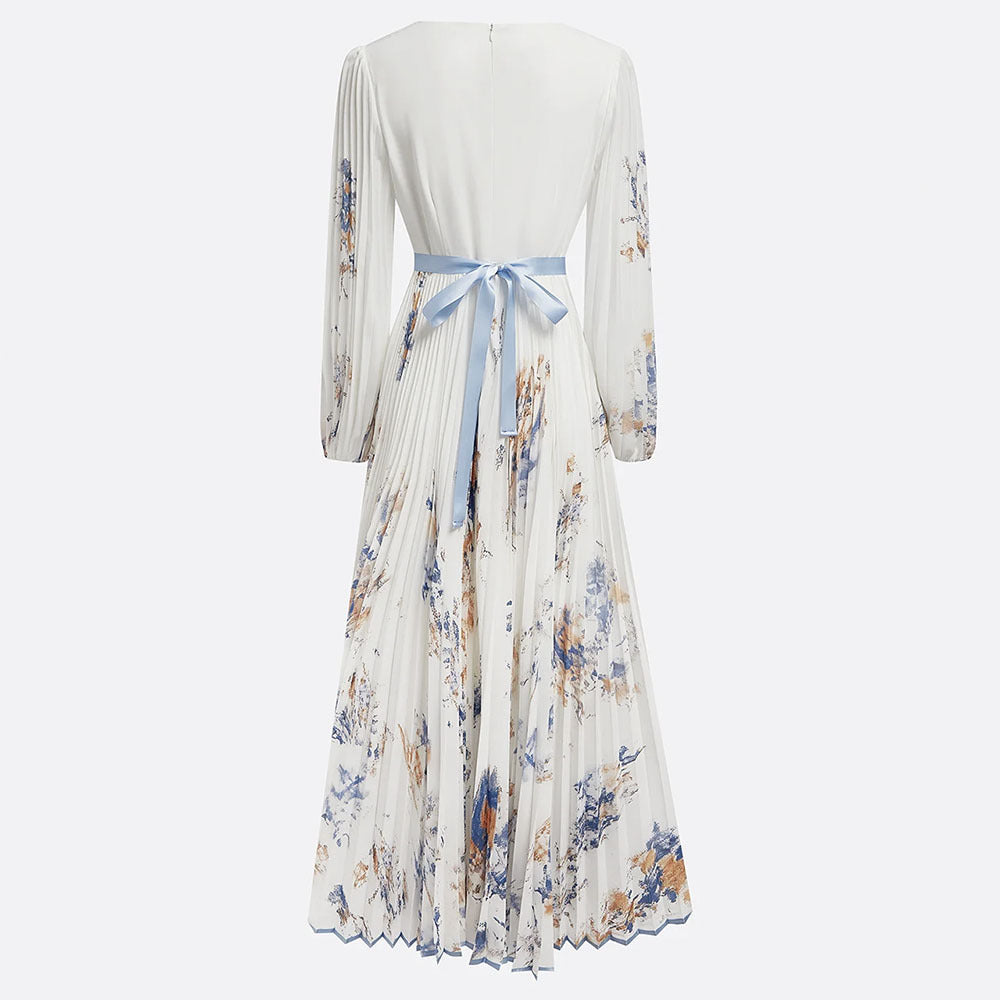 Long sleeved V-neck dress
