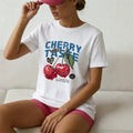 Cherry letter printed pure cotton T-shirt