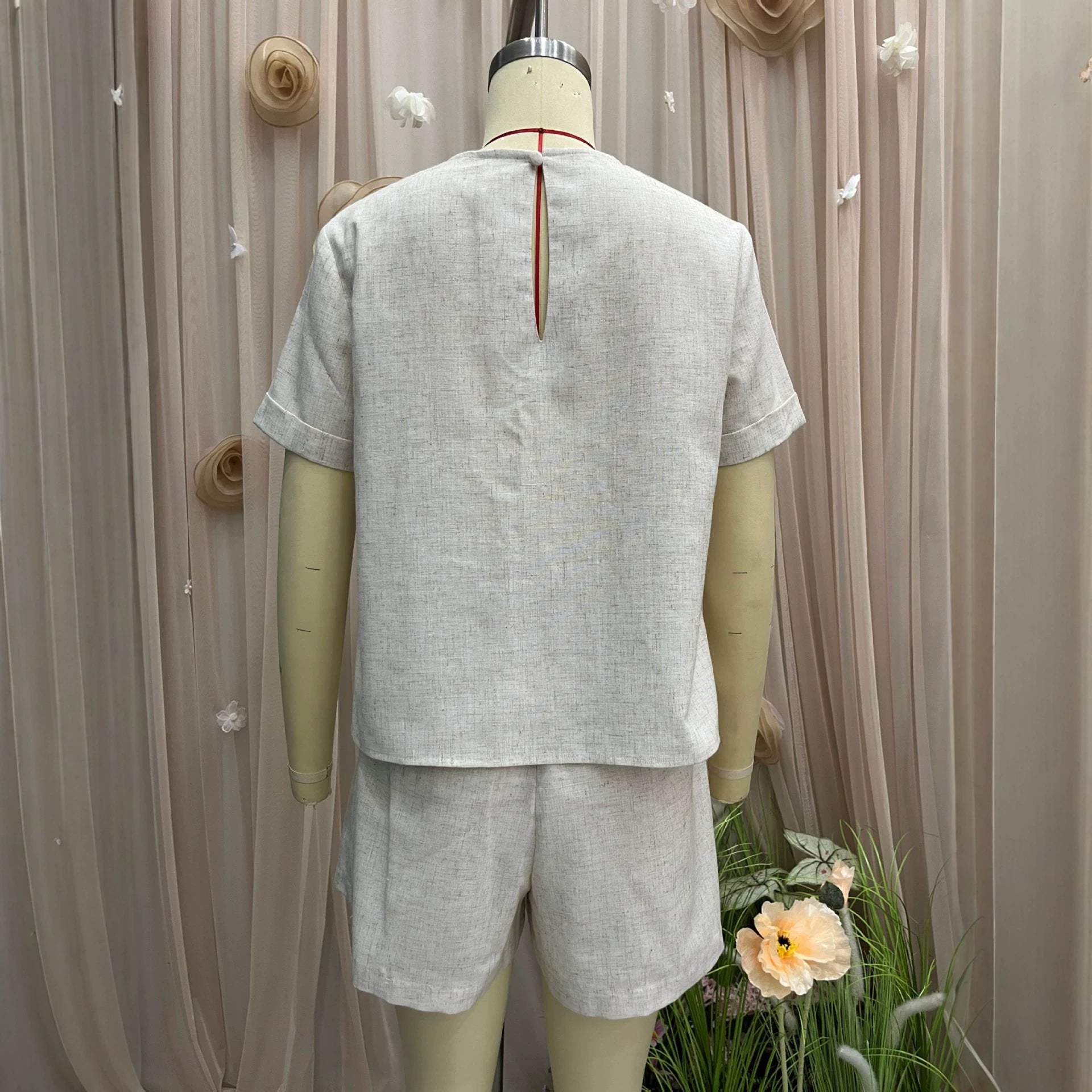 Summer loose short sleeved top+shorts two-piece set