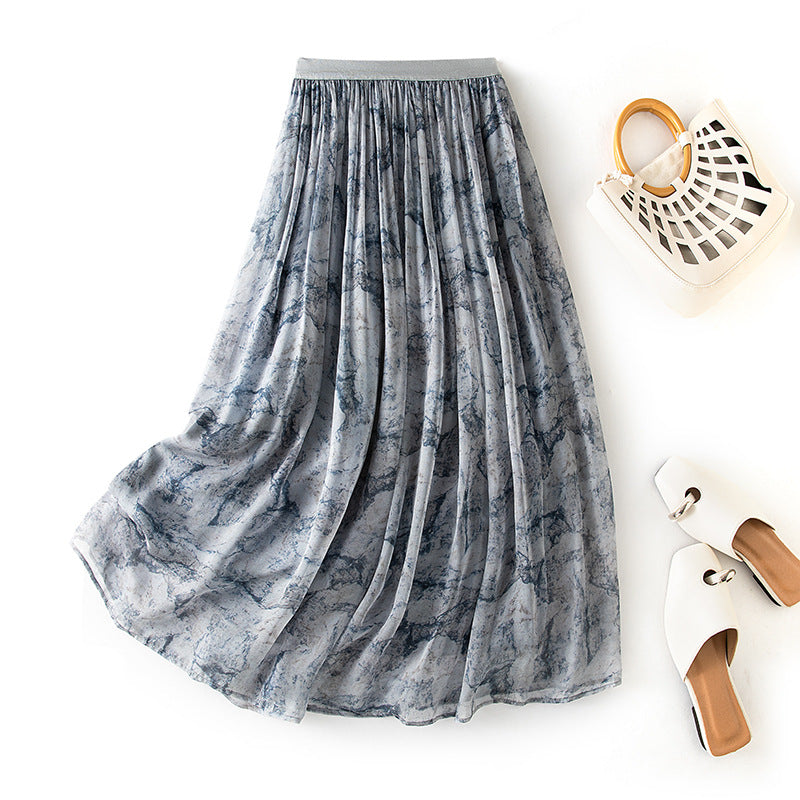 High waisted A-line hanging long skirt