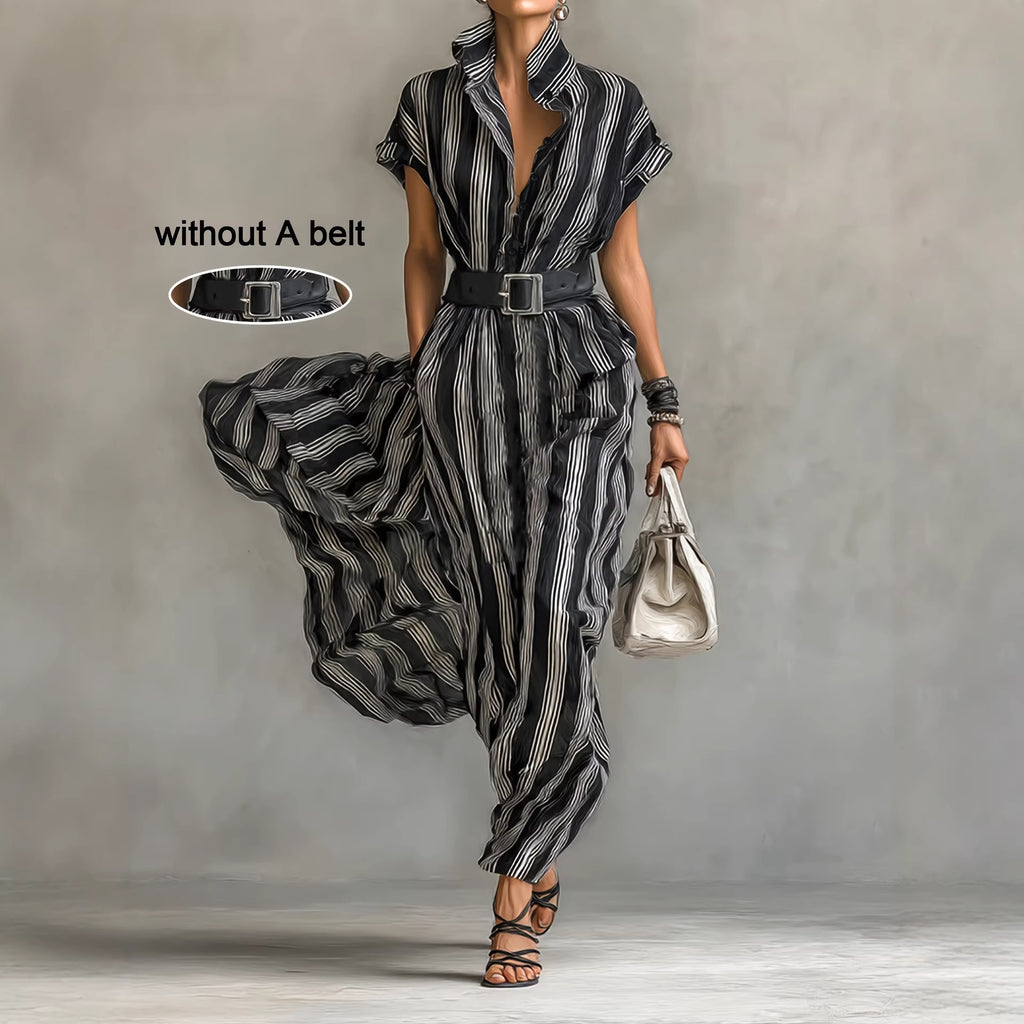 Women's short sleeved striped shirt dress