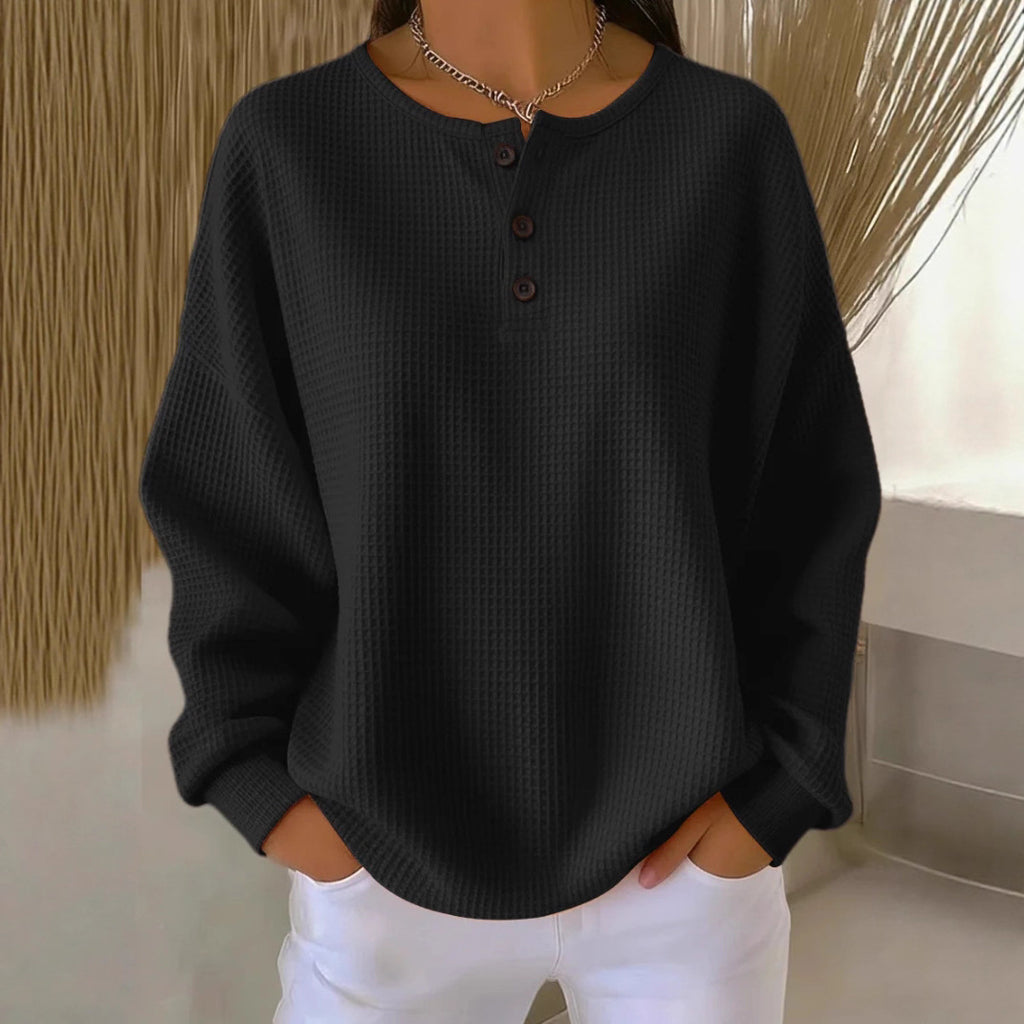 Round neck solid color pullover loose top