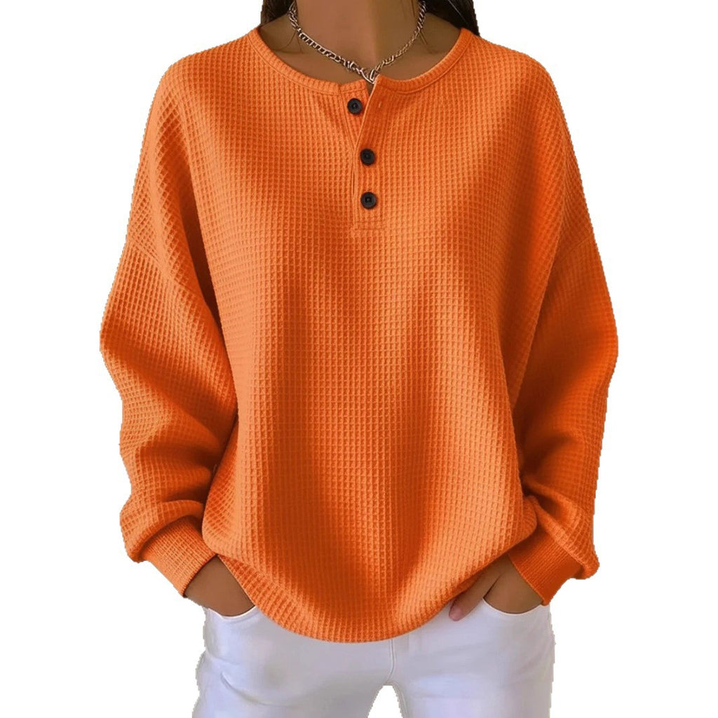 Round neck solid color pullover loose top