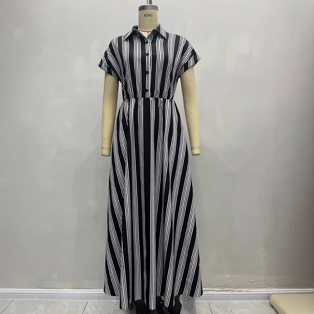 Women's short sleeved striped shirt dress