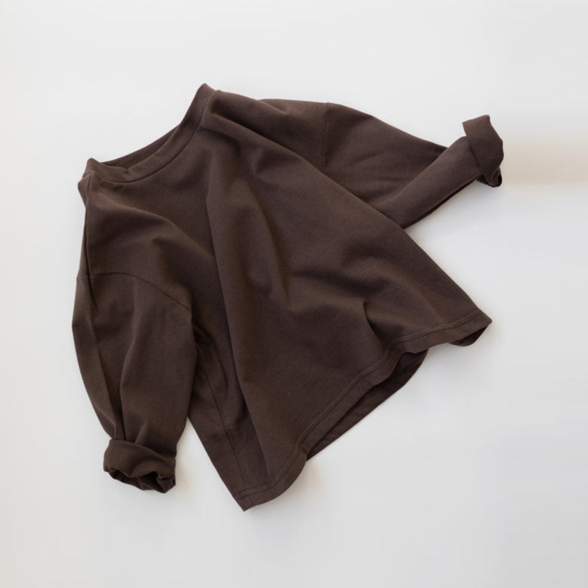Round neck long sleeved T-shirt solid color long sleeved top