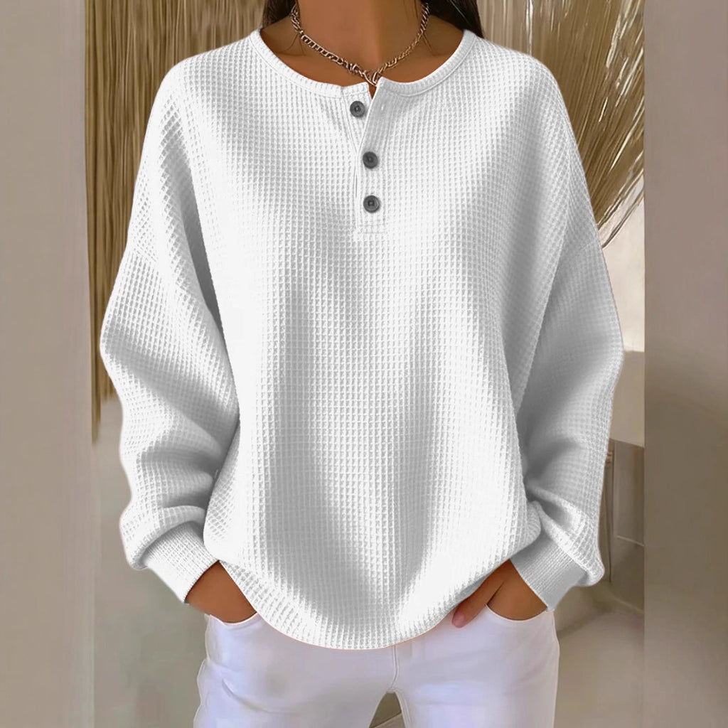 Round neck solid color pullover loose top
