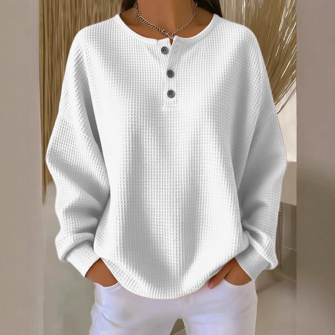 Round neck solid color pullover loose top