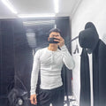 Sexy Fit Stretchy Henley Shirt for Muscular Men, Lightweight Semi-Transparent Long Sleeve Cover-Up with Half-Open Collar and Buttoned Design