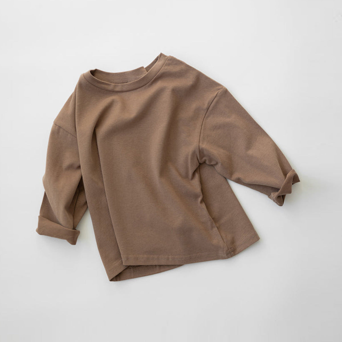 Round neck long sleeved T-shirt solid color long sleeved top