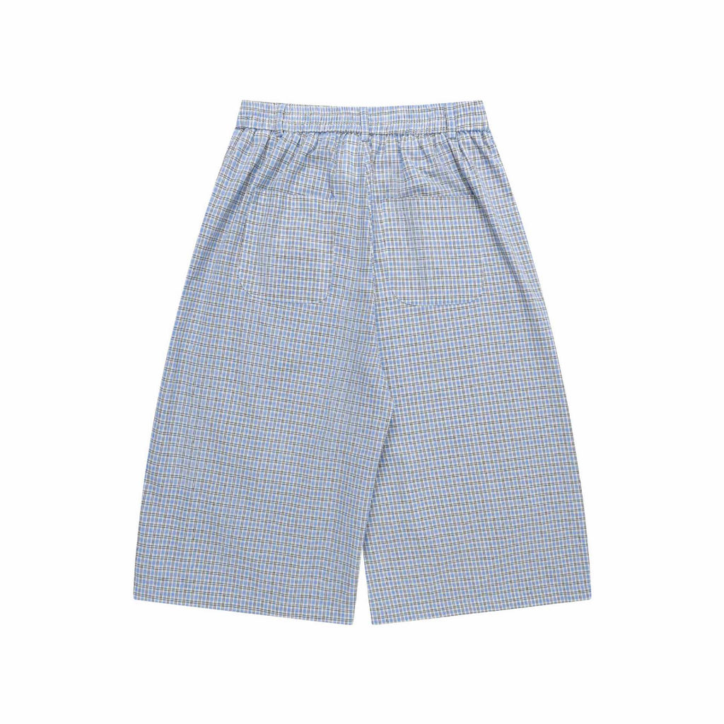 Color blocking plaid cropped pants