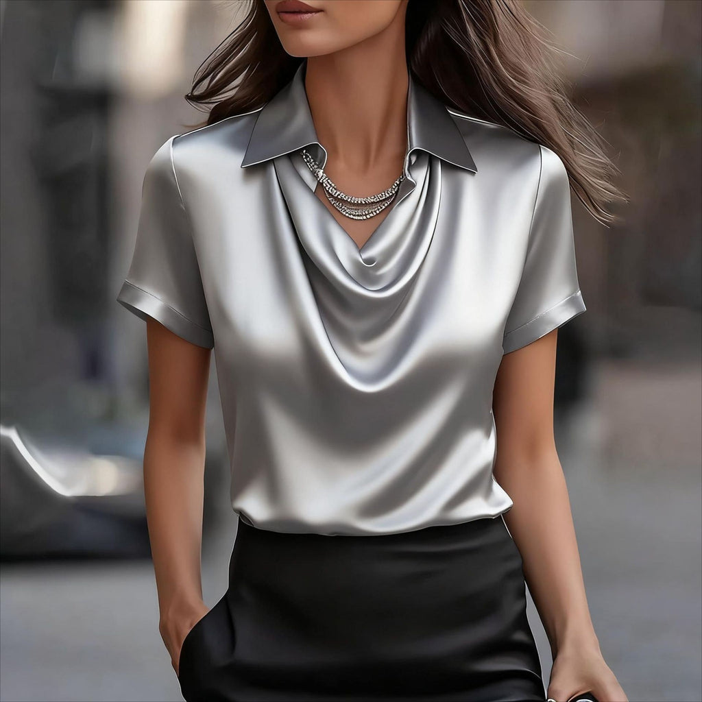 Long sleeved lapel top shirt for women