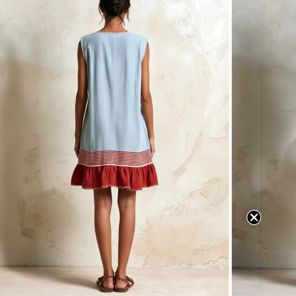 Elegant U-Neck Fitted Ruffle Dress for Women Long Dress with Vacation Vibes