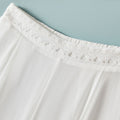 Loose Comfortable Breathable Lightweight Flowy Silk Wide-Leg Pants with Lace Trim at Waistline Casual Trousers
