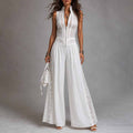 Sleeveless lace patchwork jumpsuit
