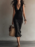 Chic Style Halter Print Fitted Slimming Vacation Maxi Dress for Women