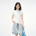 Round Neck Basic Cotton Fitted Short Sleeve T-Shirt for Women