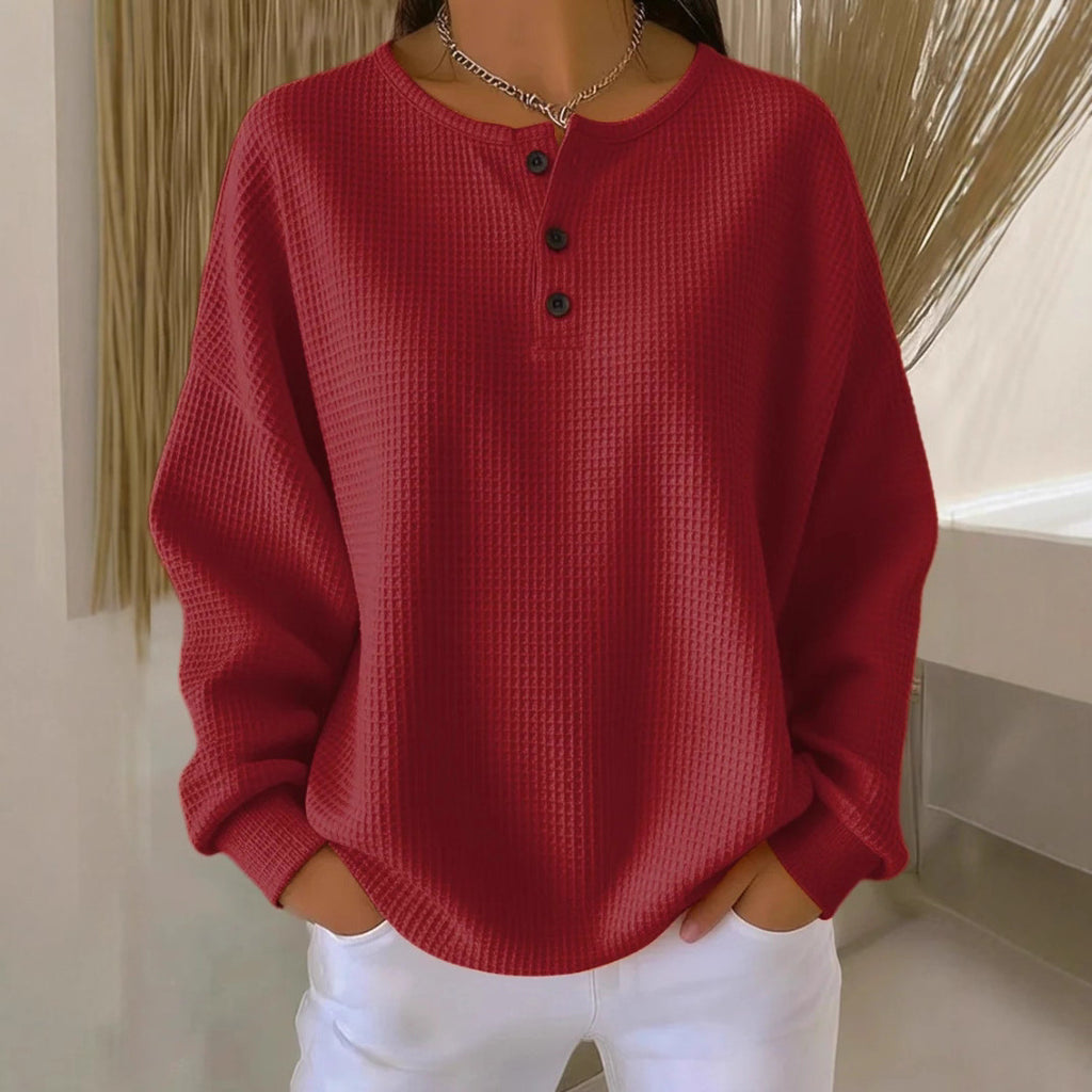Round neck solid color pullover loose top