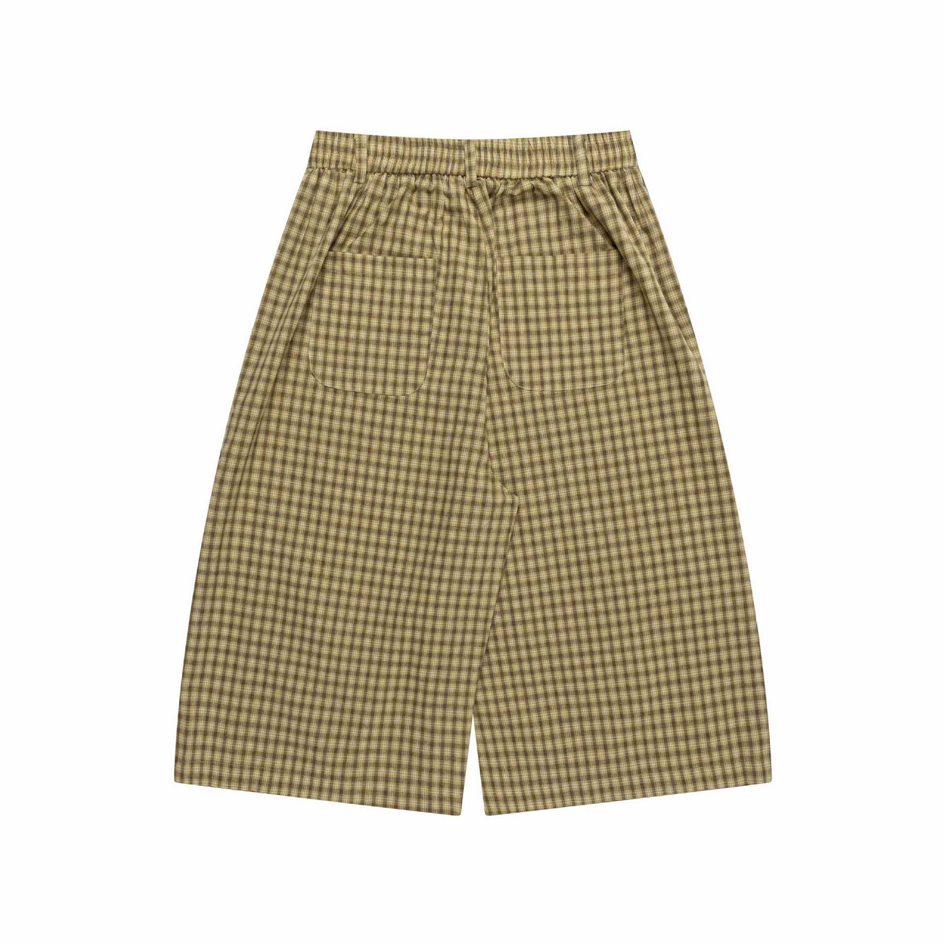 Color blocking plaid cropped pants