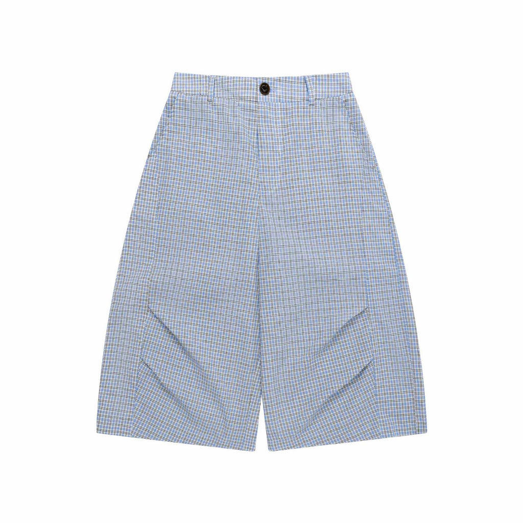 Color blocking plaid cropped pants