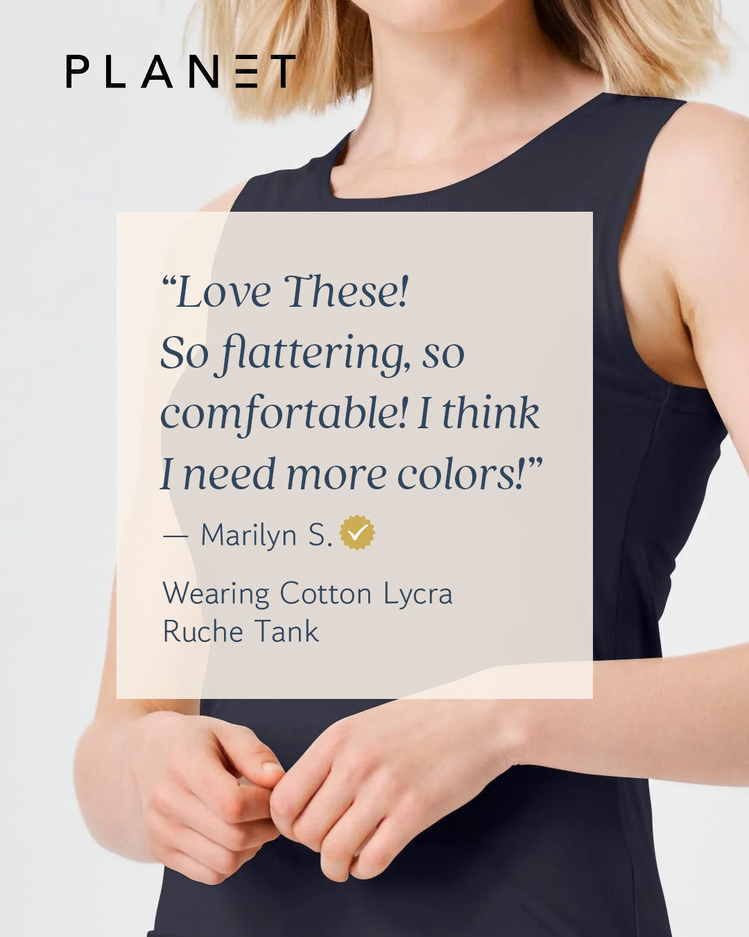 Cotton Lycra Ruche Tank - Black